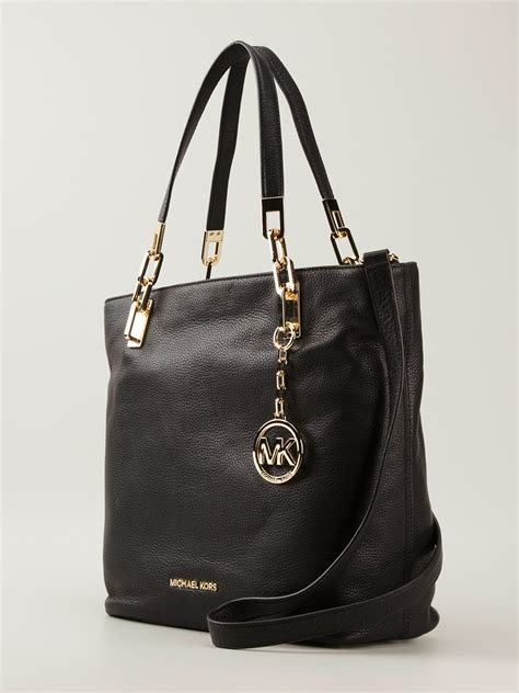 michael kors black and colorful purse|Michael Kors black tote handbag.